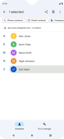 Press the required contact.