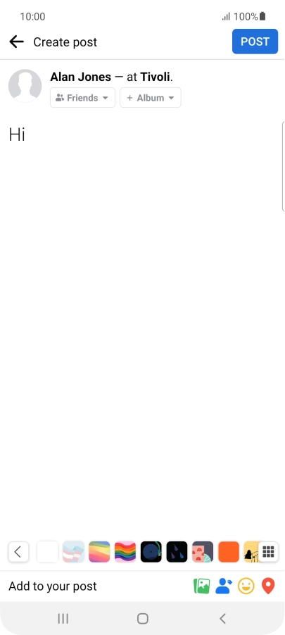 Write the required text and press POST.