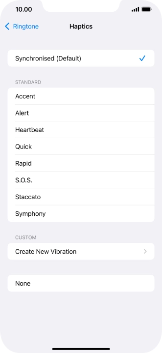 Press the required setting to turn on the function.
