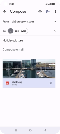 Press the text input field and write the text for your email message.