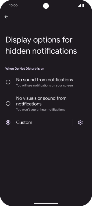 Press the required setting to turn display of the selected notification types on or off.