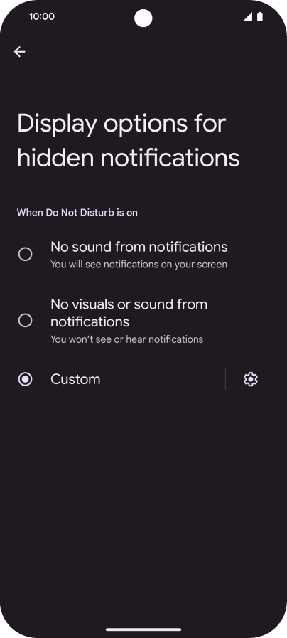 Press the required setting to turn display of the selected notification types on or off.