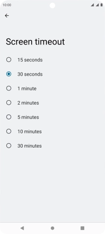 Press the required setting.