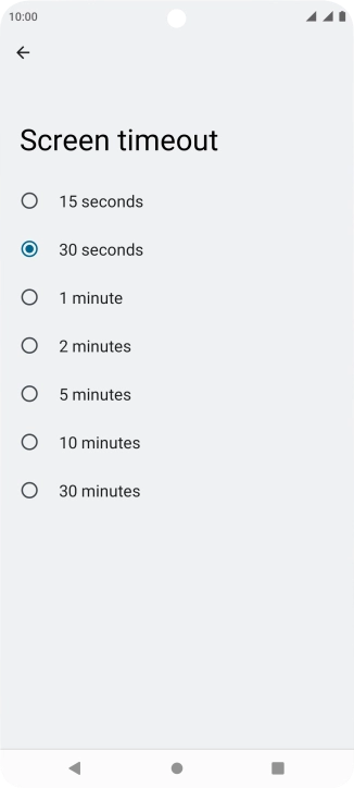 Press the required setting.