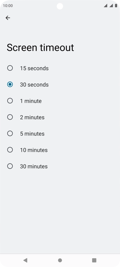 Press the required setting.