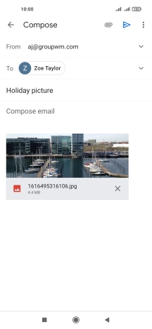 Press the text input field and write the text for your email message.