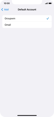 Press the required email account to select the email account as your default account. Press the required email account to select the email account as your default account.