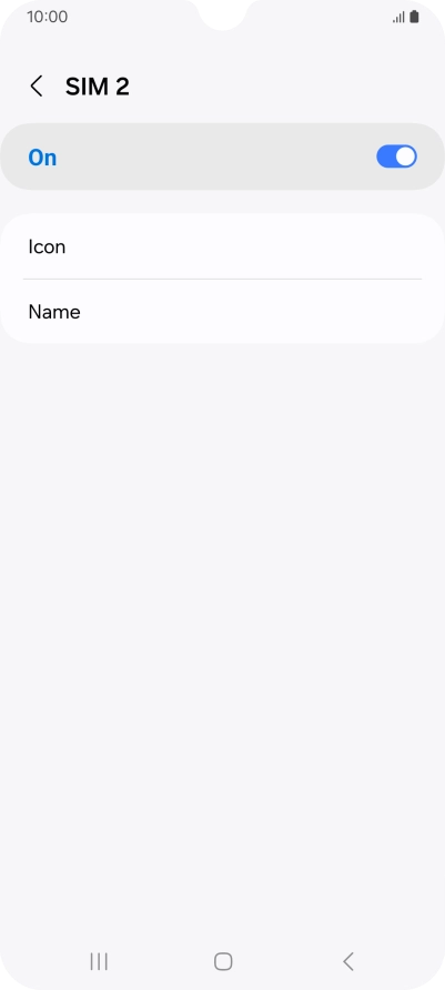 Press the indicator to turn use of the SIM on or off.