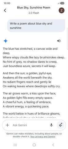 You can ask Gemini to generate a text based on your description.