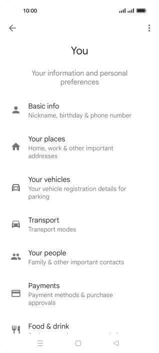Press Basic info and follow the instructions on the screen to select phone owner settings.