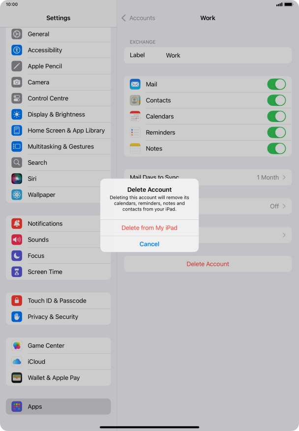 Press Delete from My iPad.
