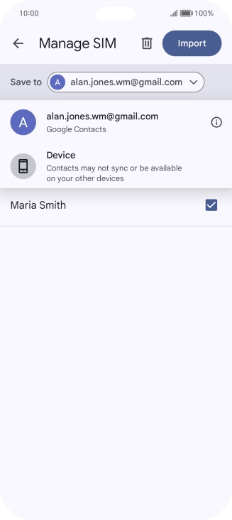 Press the required Google account. Press the required Google account.