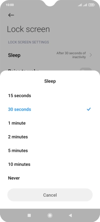 Press the required setting.