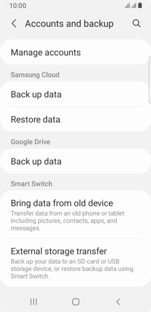 Press Manage accounts.