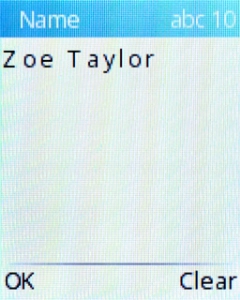 Key in the required name and press the Left selection key.