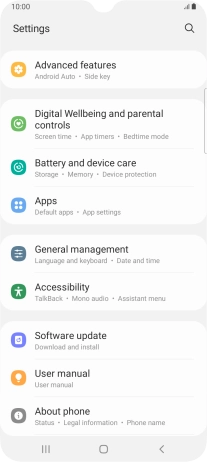 Press Battery and device care.