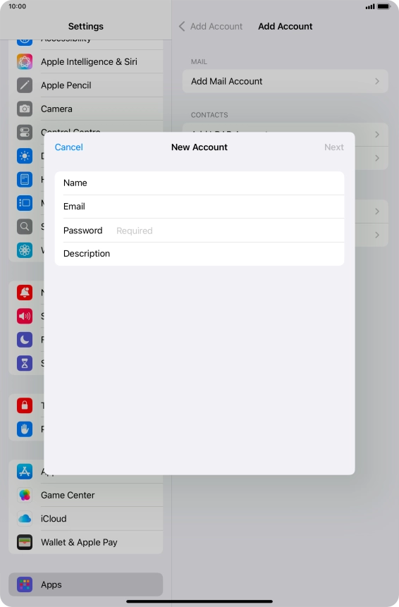 Press Password and key in the password for your email account.