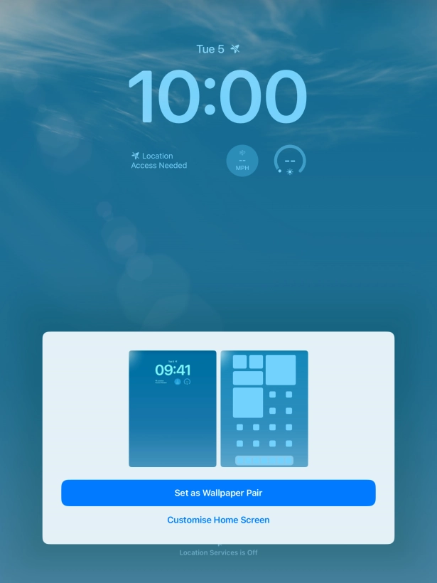 To use the same colour theme on the home screen, press Set as Wallpaper Pair.