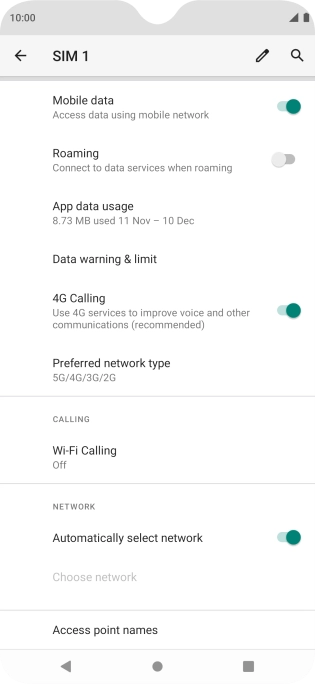 Press Access point names.