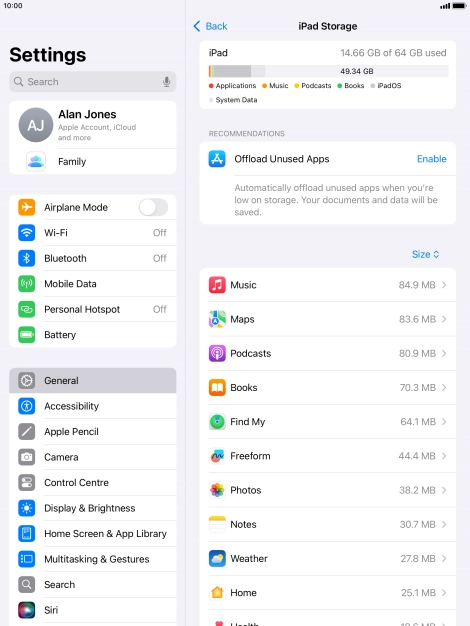 Press the required app.