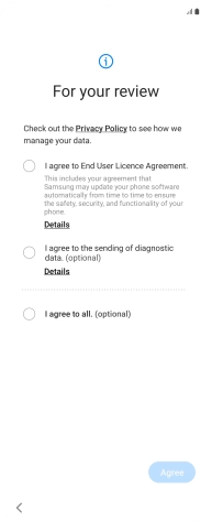 Press the fields next to the required settings to select them.