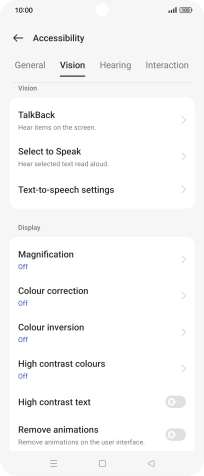 Press Vision and follow the instructions on the screen to select the required settings.