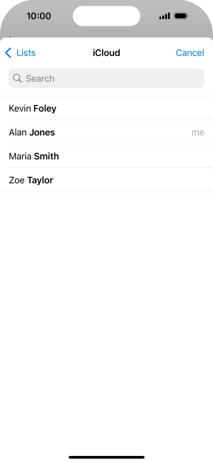 Press the required contact.