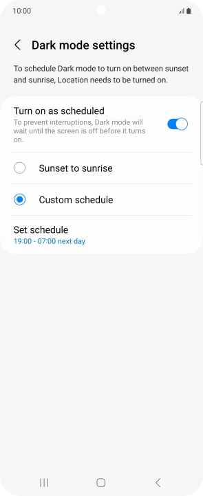 Press the required setting. Press the required setting.