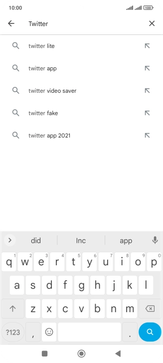 Key in Twitter and press the search icon.