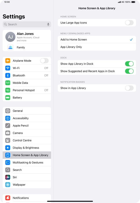 Press the indicator next to 