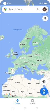 Press the search field and key in the required destination.