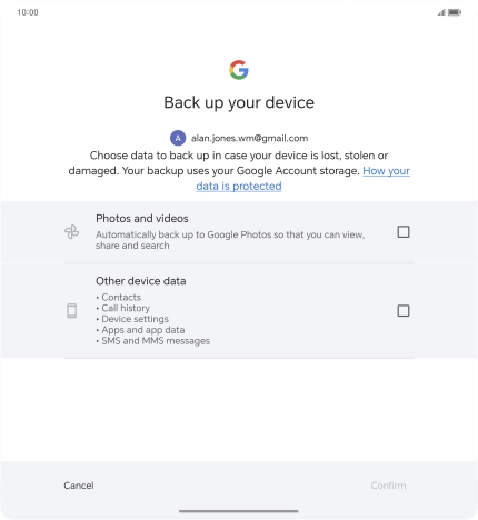 Press the fields next to the required data types to select them.