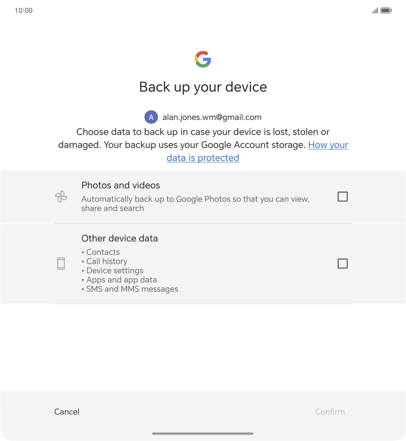 Press the fields next to the required data types to select them.
