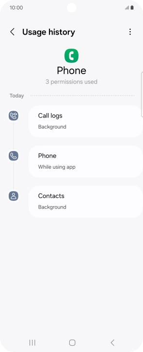 The app activity for the selected app is displayed.