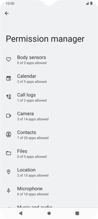 Press the required category.