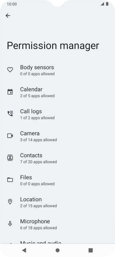 Press the required category.