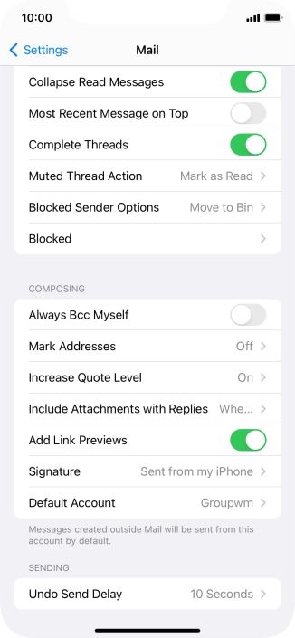 Press Default Account.