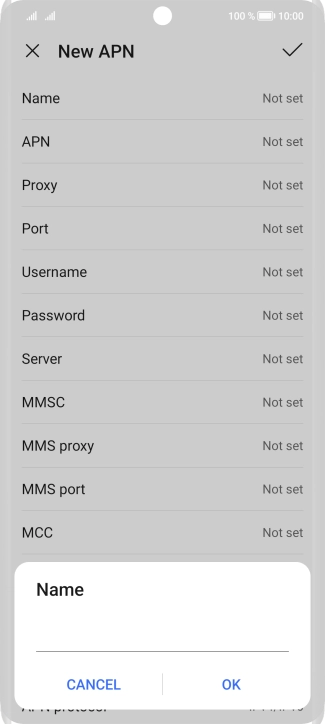Key in Vodafone Internet and press OK.