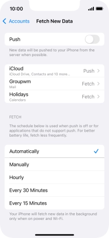 If you turn off the function, press the required setting.