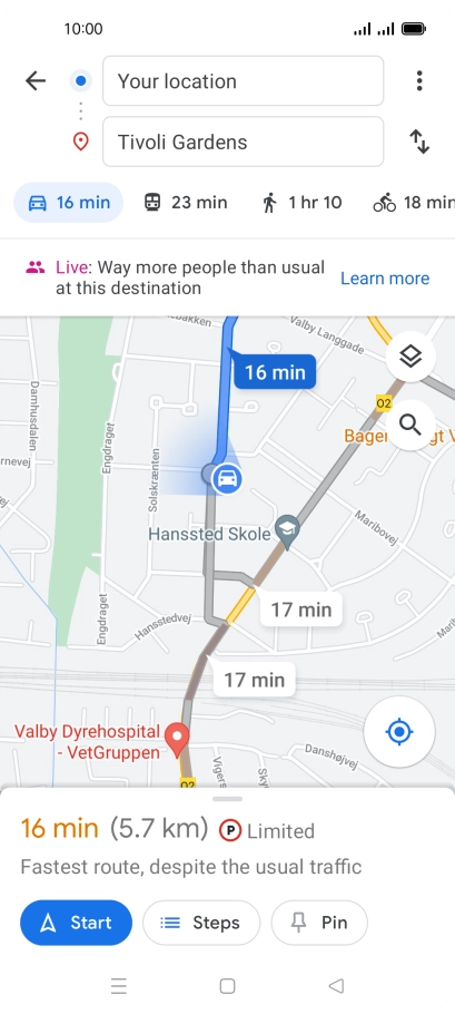 Press the required mode of transportation.