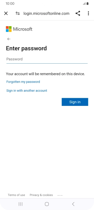 Press Password and key in the password for your email account.