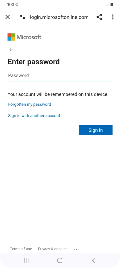 Press Password and key in the password for your email account.