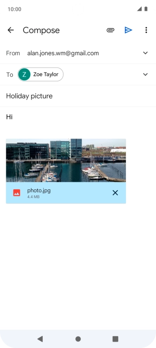 Press the send icon when you've finished your email message.