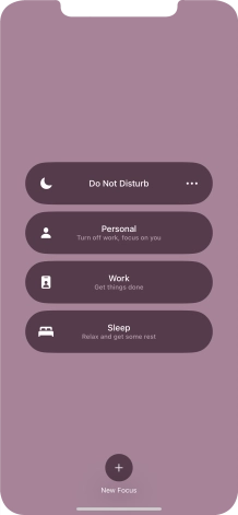Press the required focus mode to activate or deactivate it immediately.