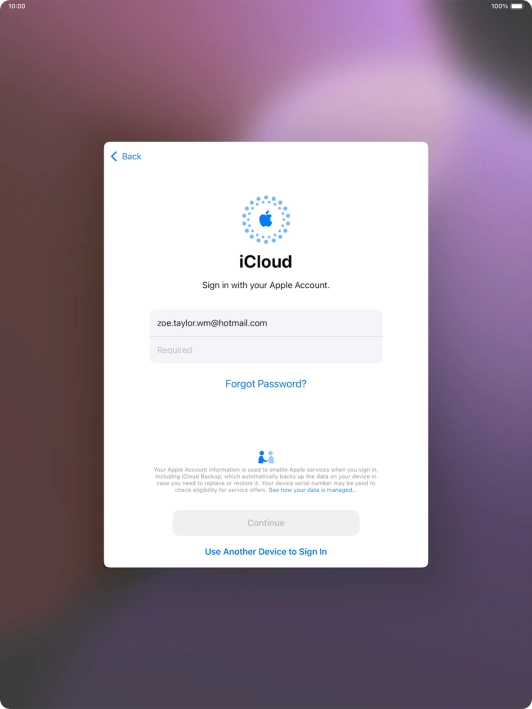 Press Required and key in the password for your Apple ID.