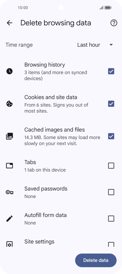 Press the fields next to the required data types.
