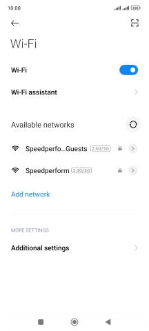 Press the required Wi-Fi network.