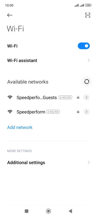 Press the required Wi-Fi network.