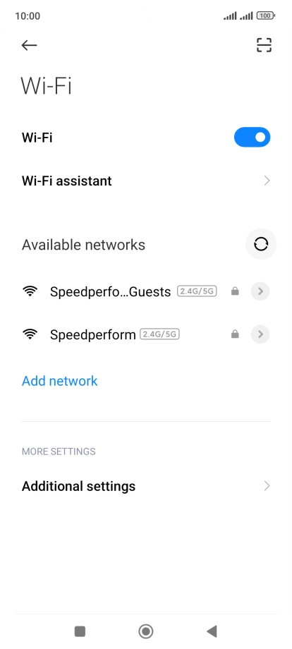 Press the required Wi-Fi network.