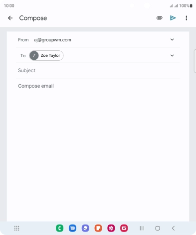 Press Subject and key in the subject for the email message.